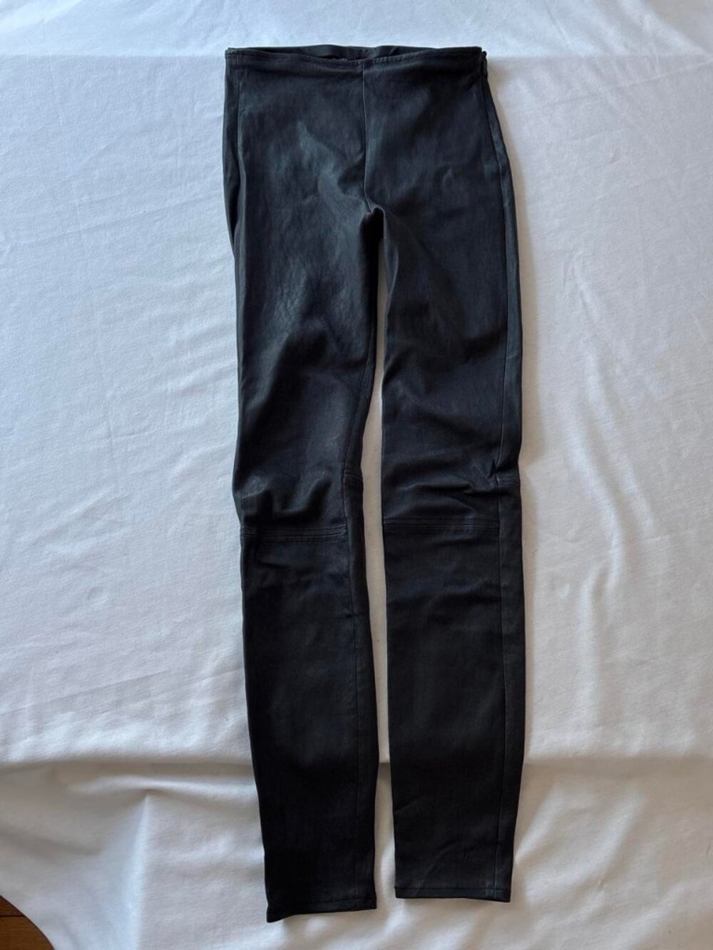 Massimo Dutti Stretch Nappa Leather Skinny Trousers Black S
